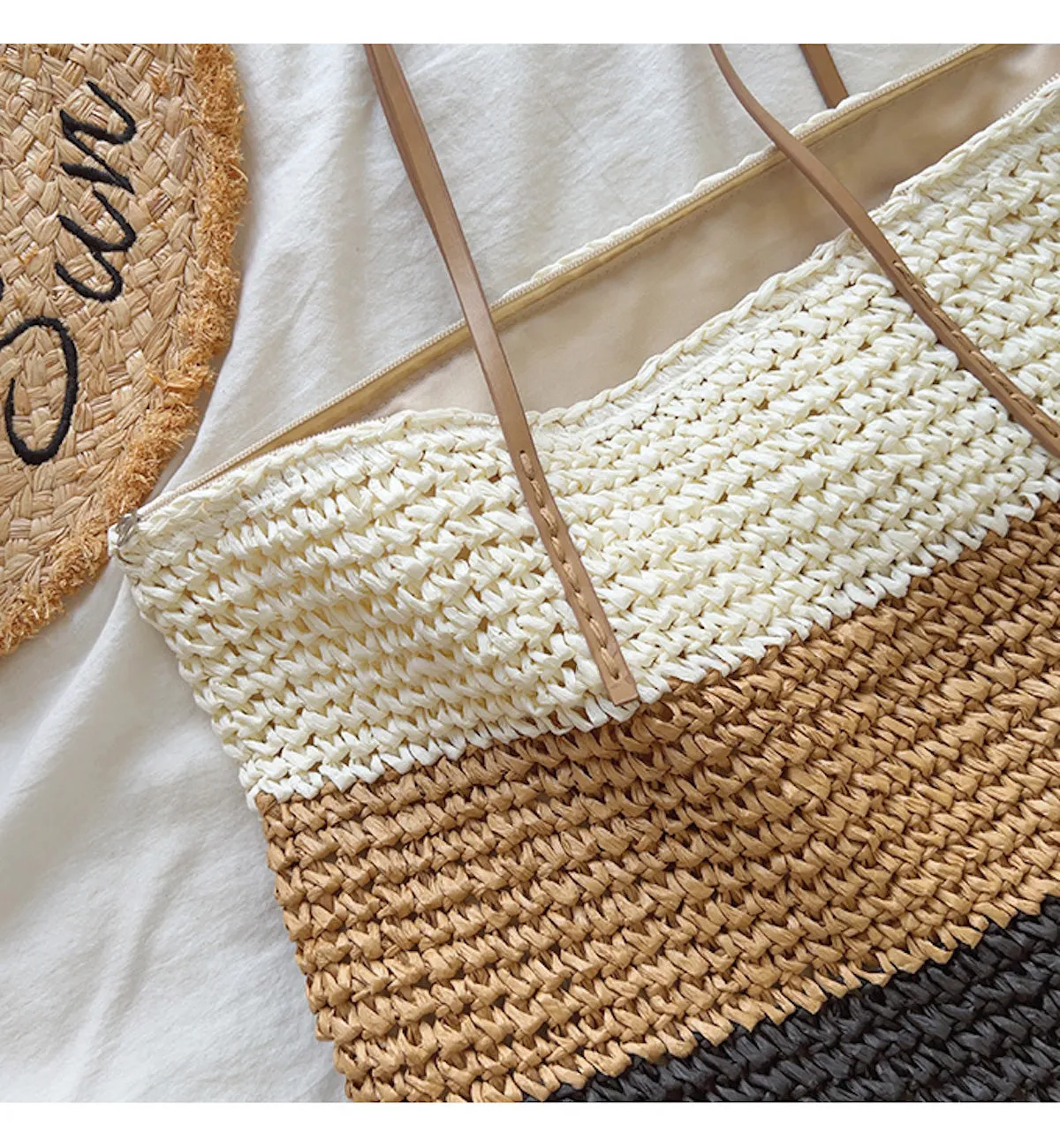 Elena Handbags Large Straw Woven Summer Tote