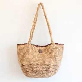 Elena Handbags Natural Cotton Jute Basket Shoulder Bag