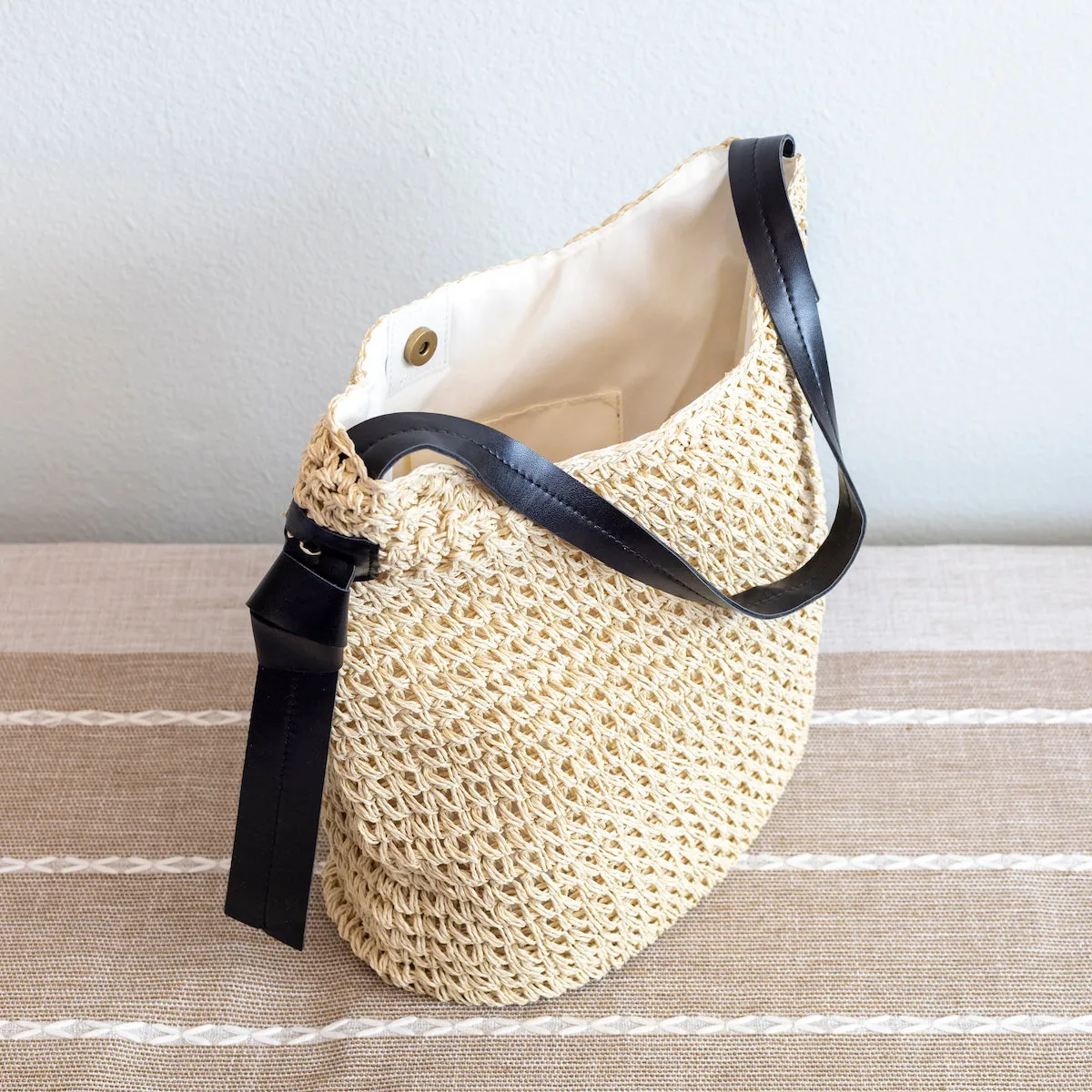 Elena Handbags Simple Straw Woven Shoulder Bag