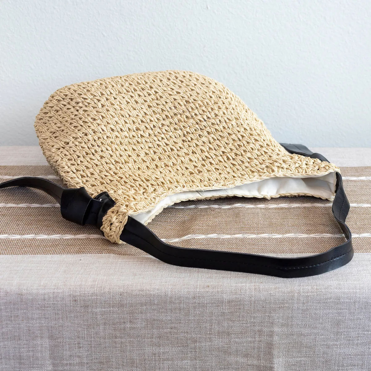Elena Handbags Simple Straw Woven Shoulder Bag