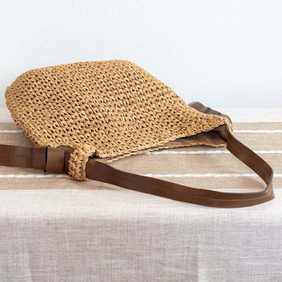Elena Handbags Simple Straw Woven Shoulder Bag