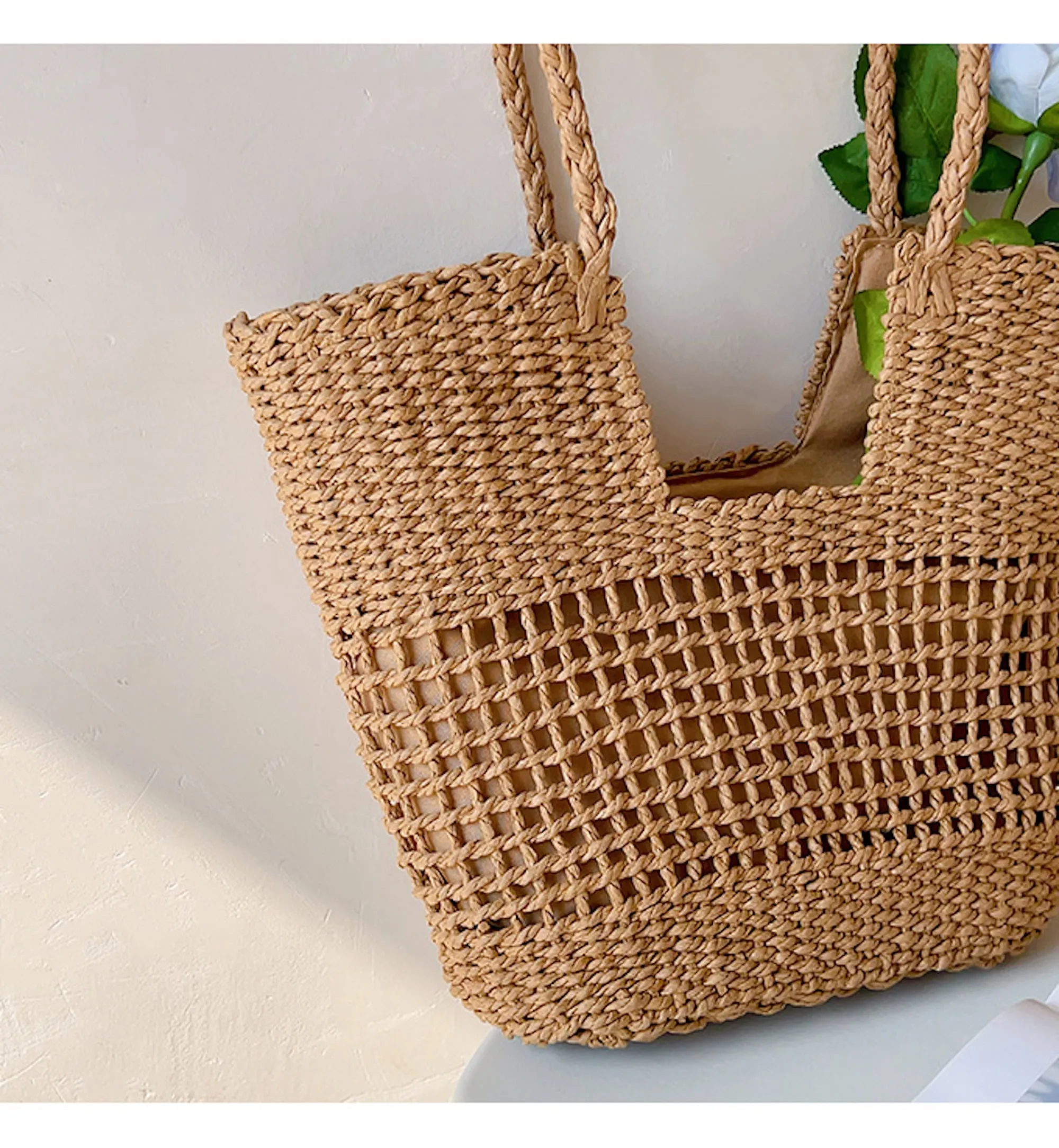 Elena Handbags Straw Basket Summer Tote Bag