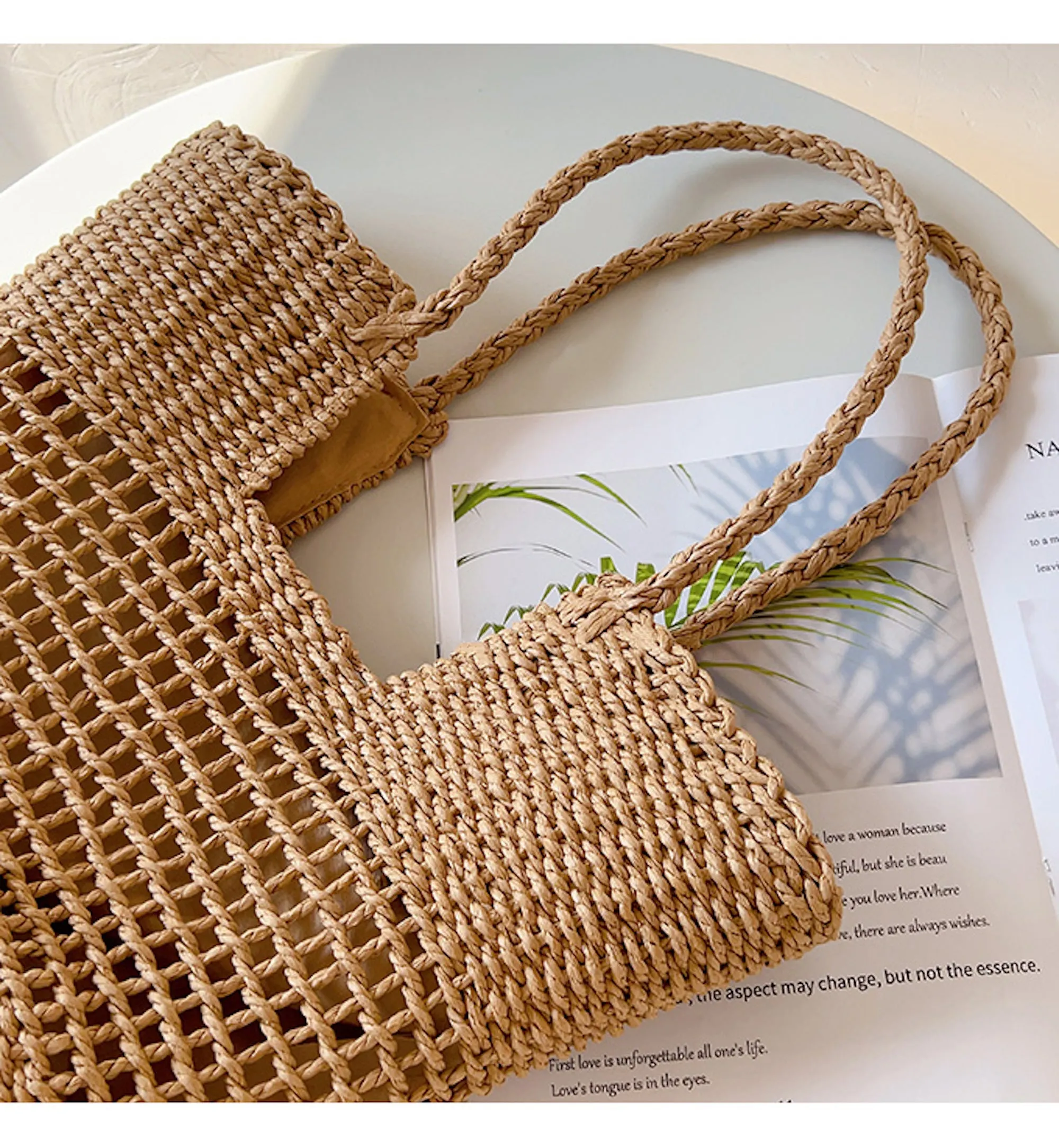 Elena Handbags Straw Basket Summer Tote Bag