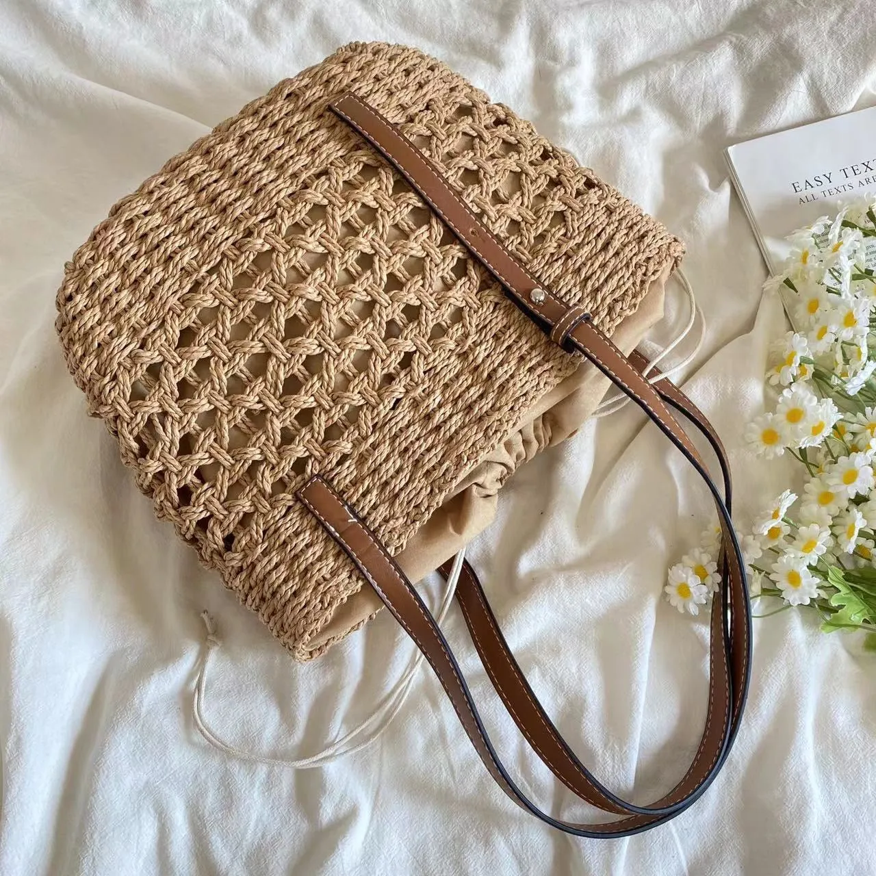 Elena Handbags Straw Market Tote Bag