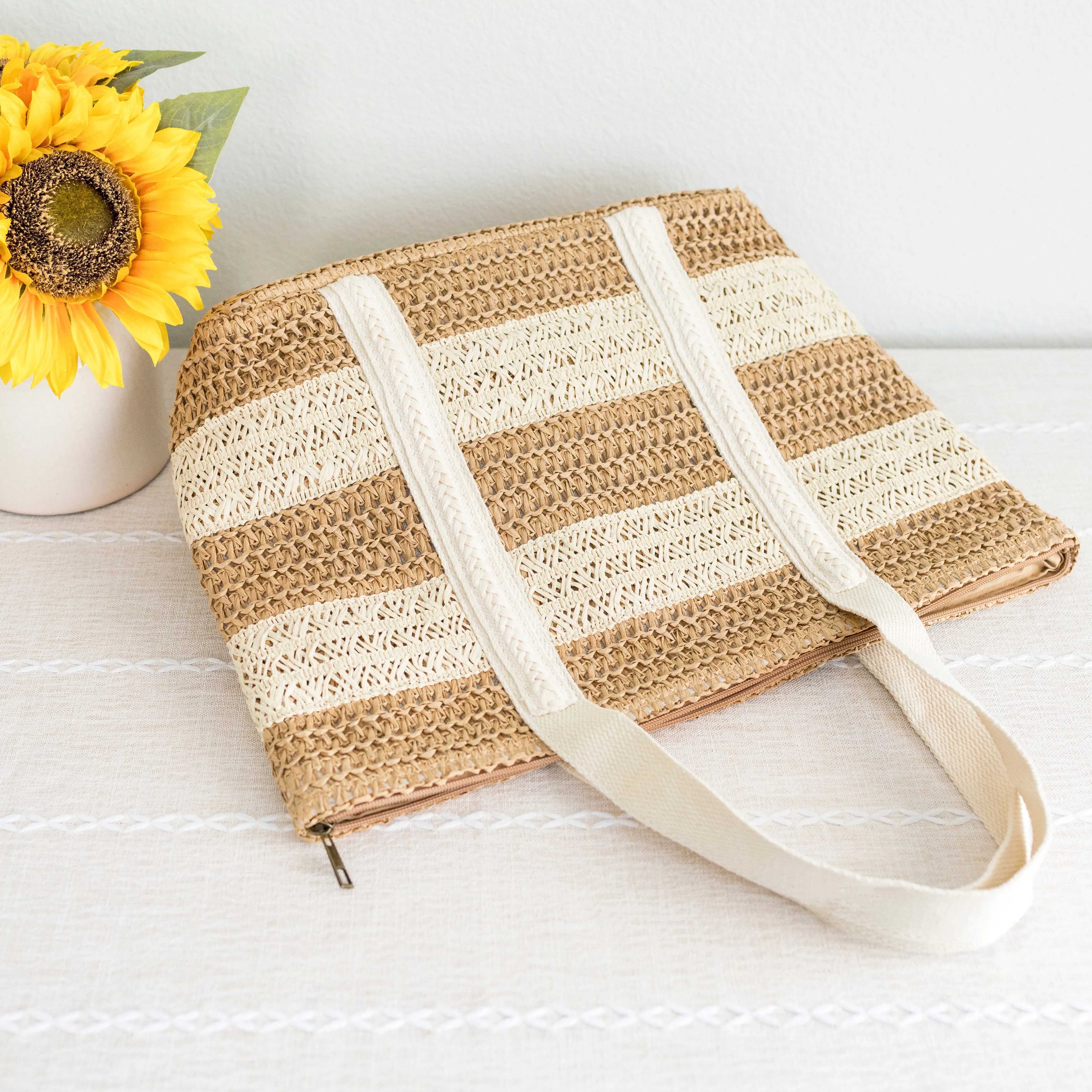 Elena Handbags Straw Woven Beach Tote