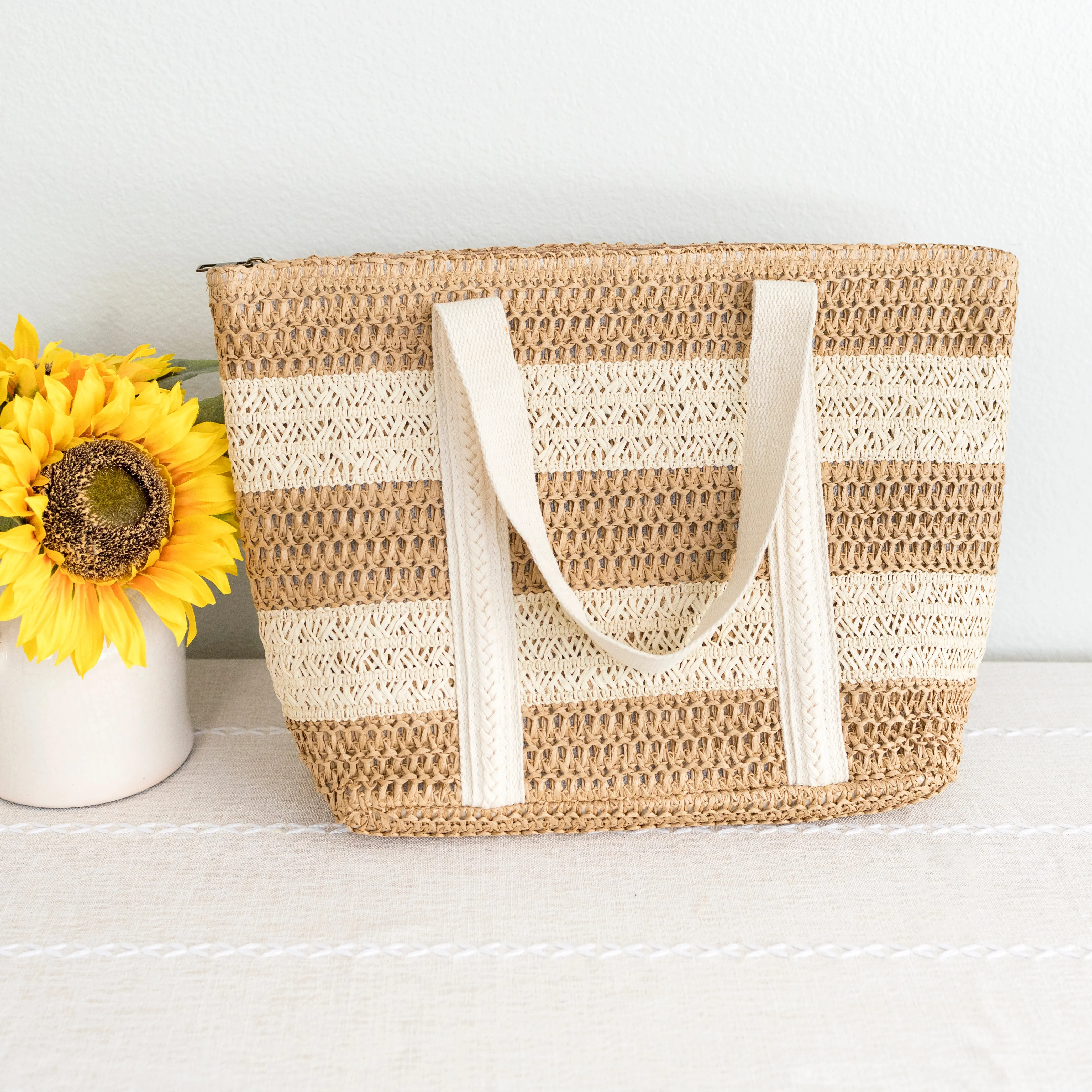 Elena Handbags Straw Woven Beach Tote