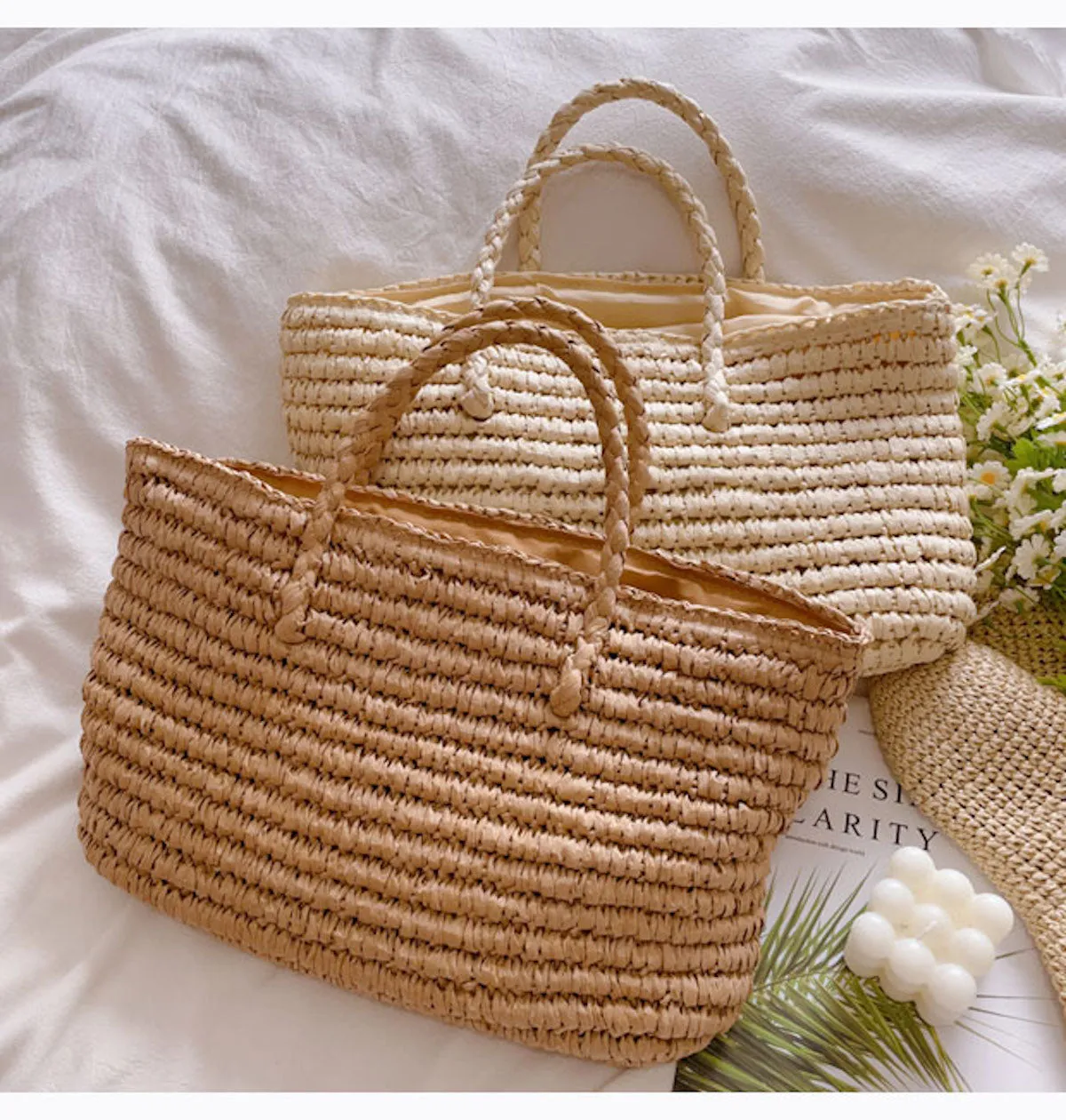 Elena Handbags Straw Woven Summer Beach Bag
