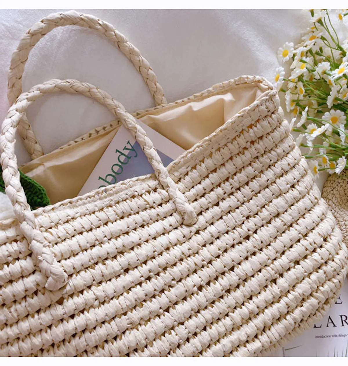 Elena Handbags Straw Woven Summer Beach Bag
