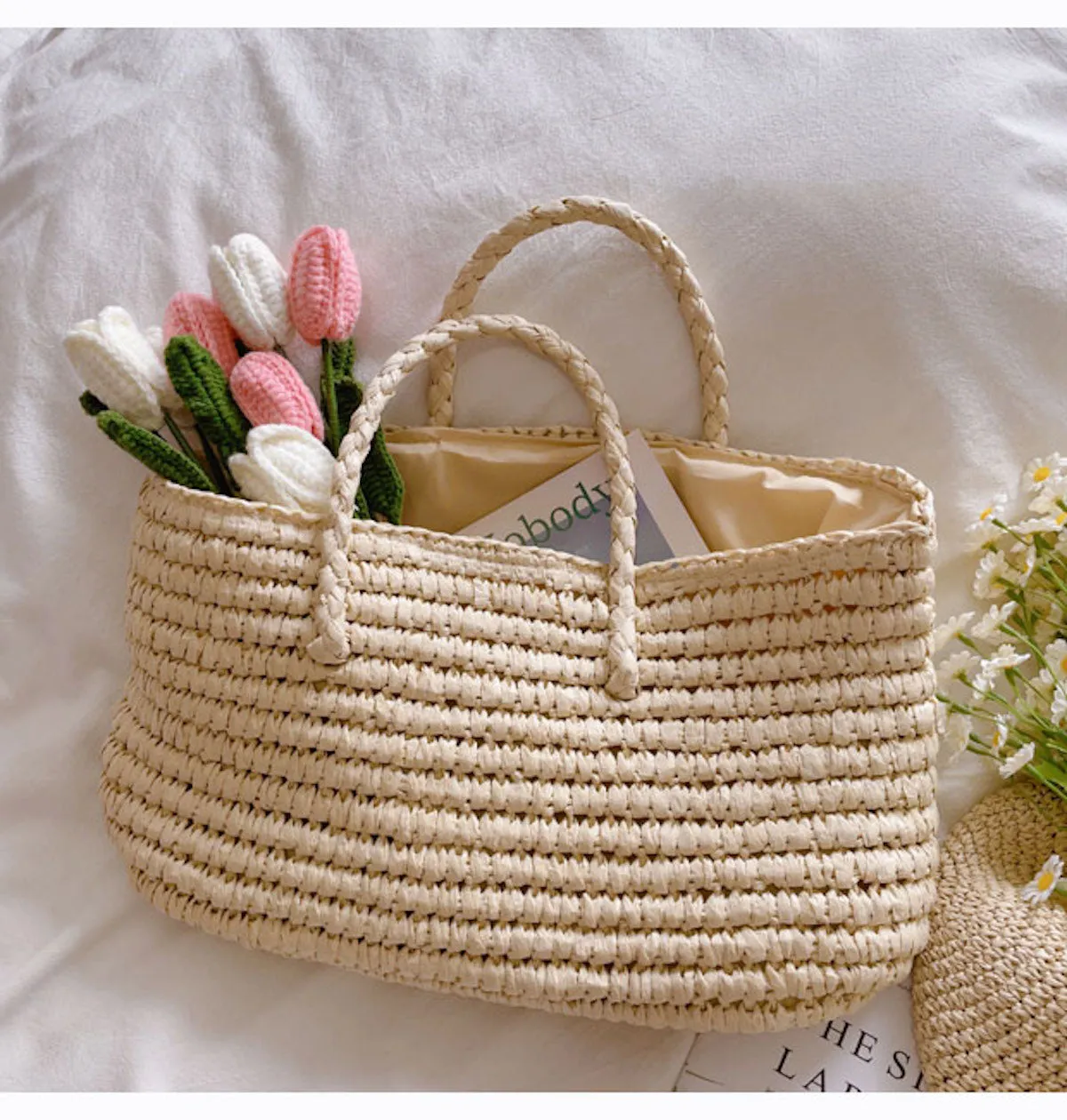 Elena Handbags Straw Woven Summer Beach Bag