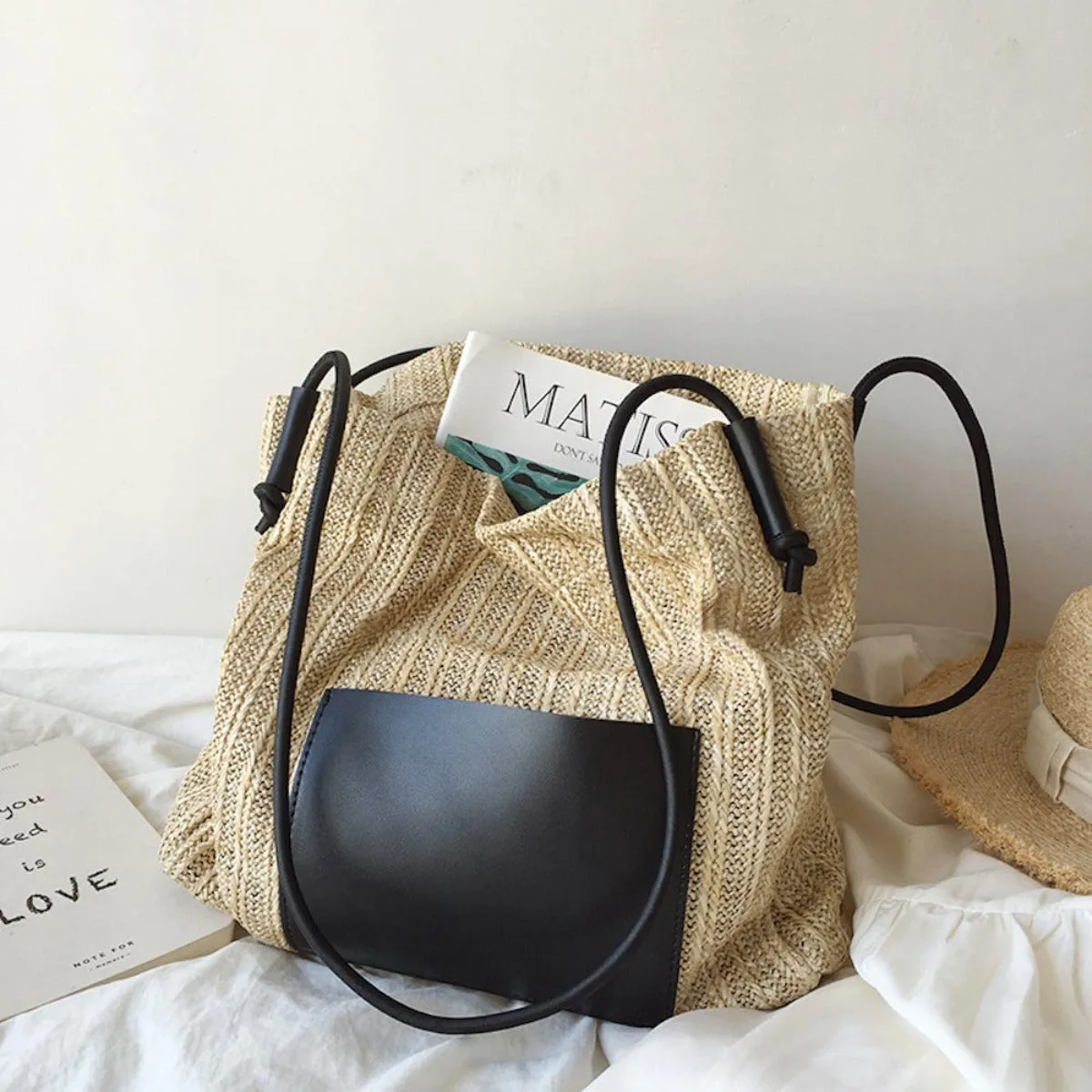 Elena Handbags Straw Woven Tote Bag