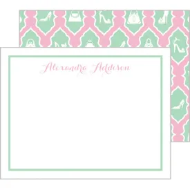 Fashion Ikat Personalized Flat Notecards