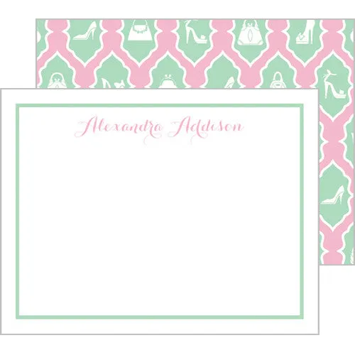 Fashion Ikat Personalized Flat Notecards