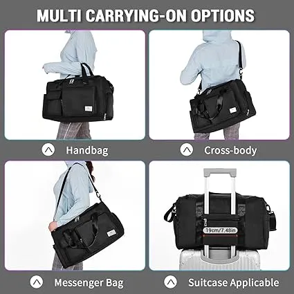 FIORETTO Womens Mens Sports Gym Bag Duffle Bag with Shoes Compartment, Weekend Travel Bag Overnight Bag for Women, Water Resistant Holdall Hospital Bag for Swimming