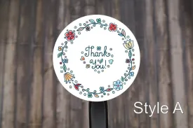 Floral Thank You Round Stickers, Envelope Seals, Gift Wrap Stickers,  2" Circle Stickers