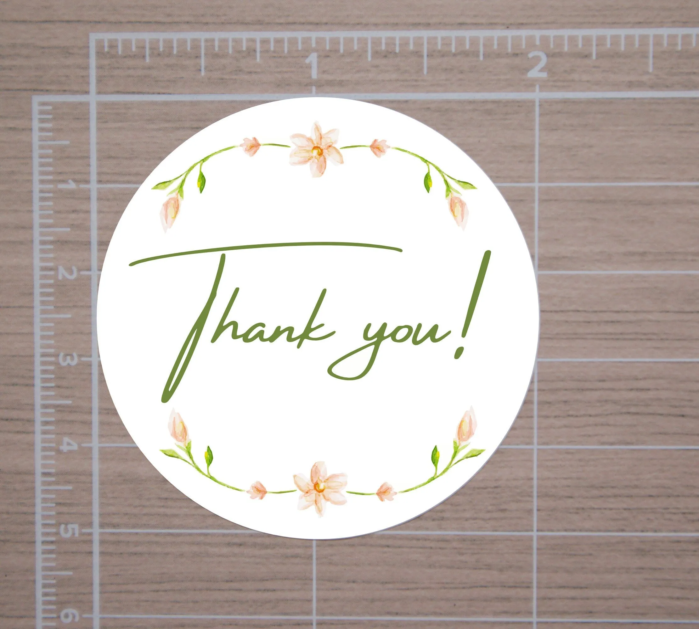 Flower Thank You Round Stickers, Envelope Seals, Gift Wrap Stickers,  2" Circle Stickers | Set of 12
