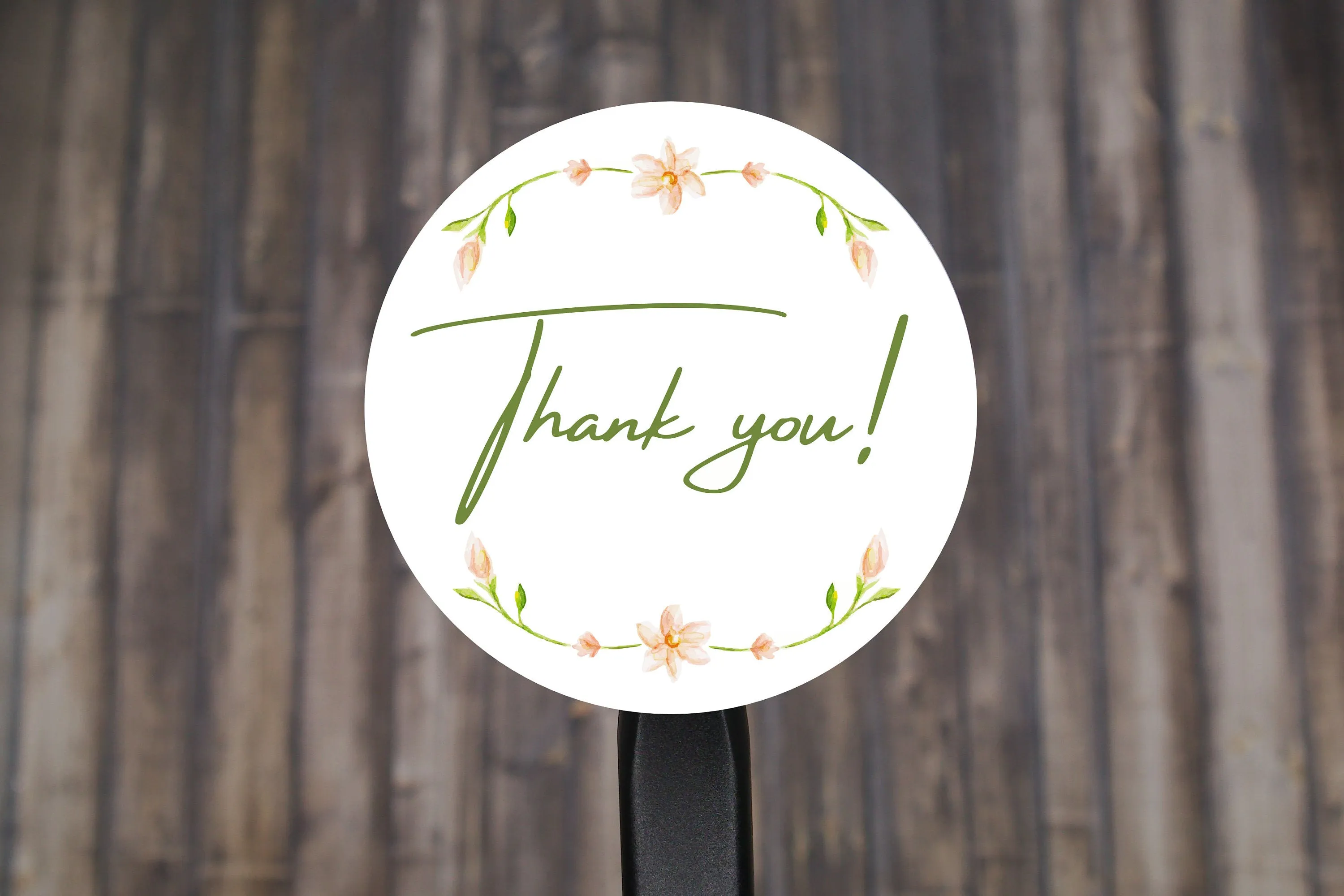 Flower Thank You Round Stickers, Envelope Seals, Gift Wrap Stickers,  2" Circle Stickers | Set of 12