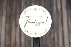 Flower Thank You Round Stickers, Envelope Seals, Gift Wrap Stickers,  2" Circle Stickers | Set of 12