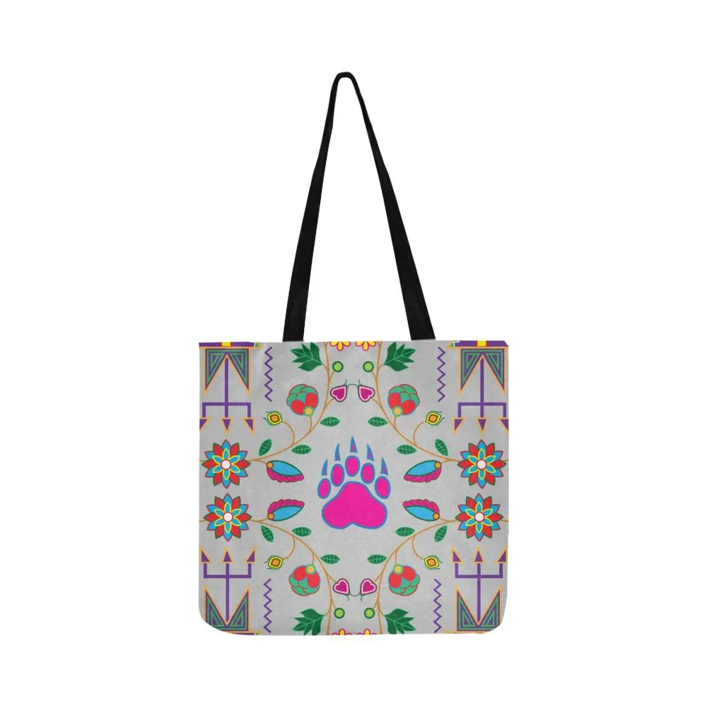 Geometric Floral Fall-Gray Reusable Shopping Bag (Two sides)