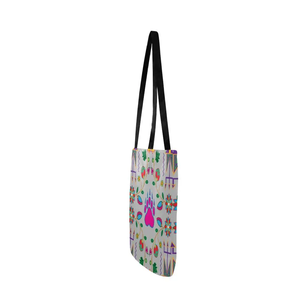 Geometric Floral Fall-Gray Reusable Shopping Bag (Two sides)