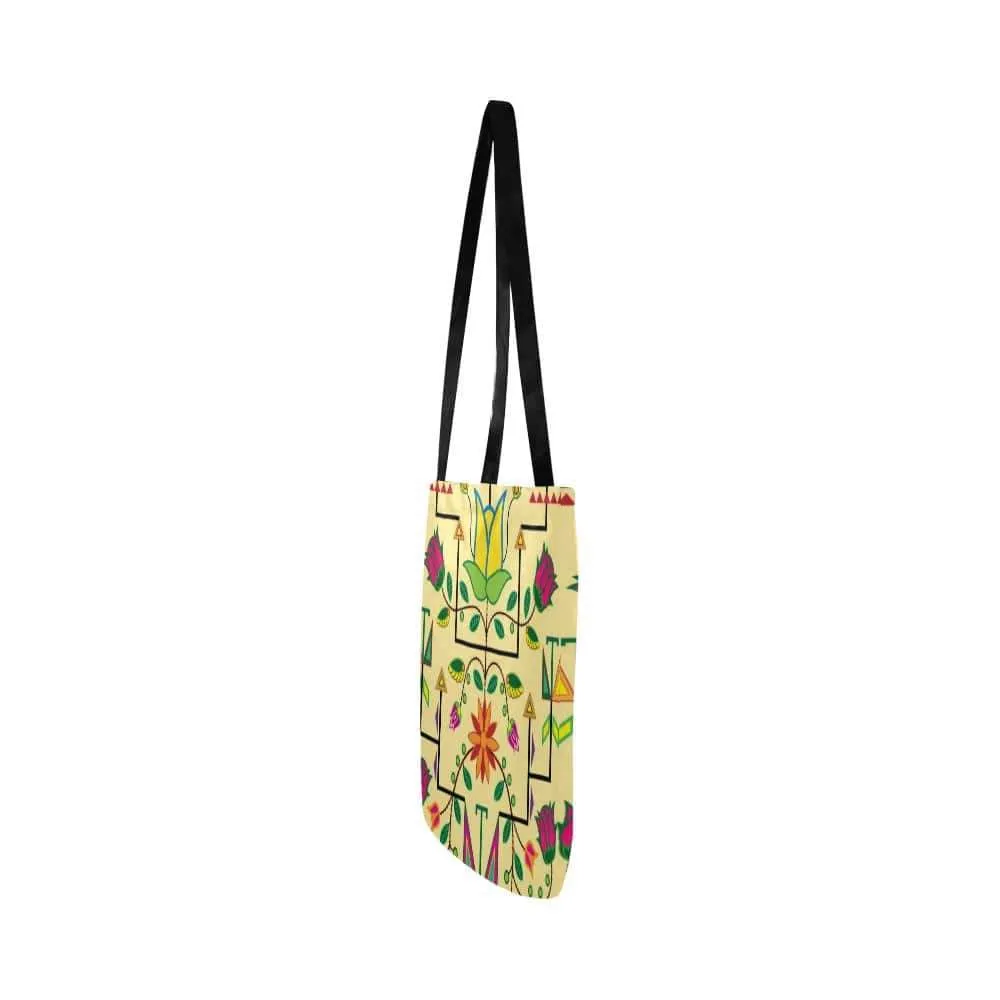 Geometric Floral Summer-Vanilla Reusable Shopping Bag (Two sides)