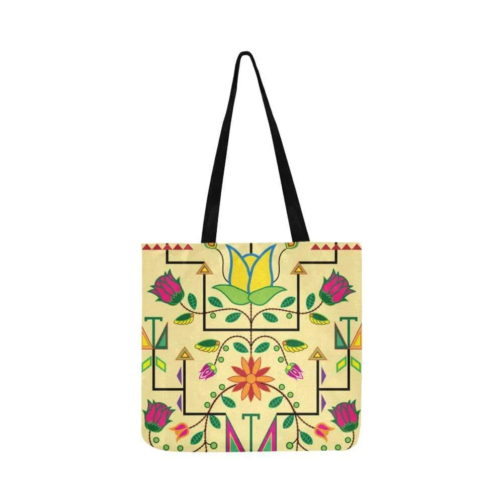Geometric Floral Summer-Vanilla Reusable Shopping Bag (Two sides)