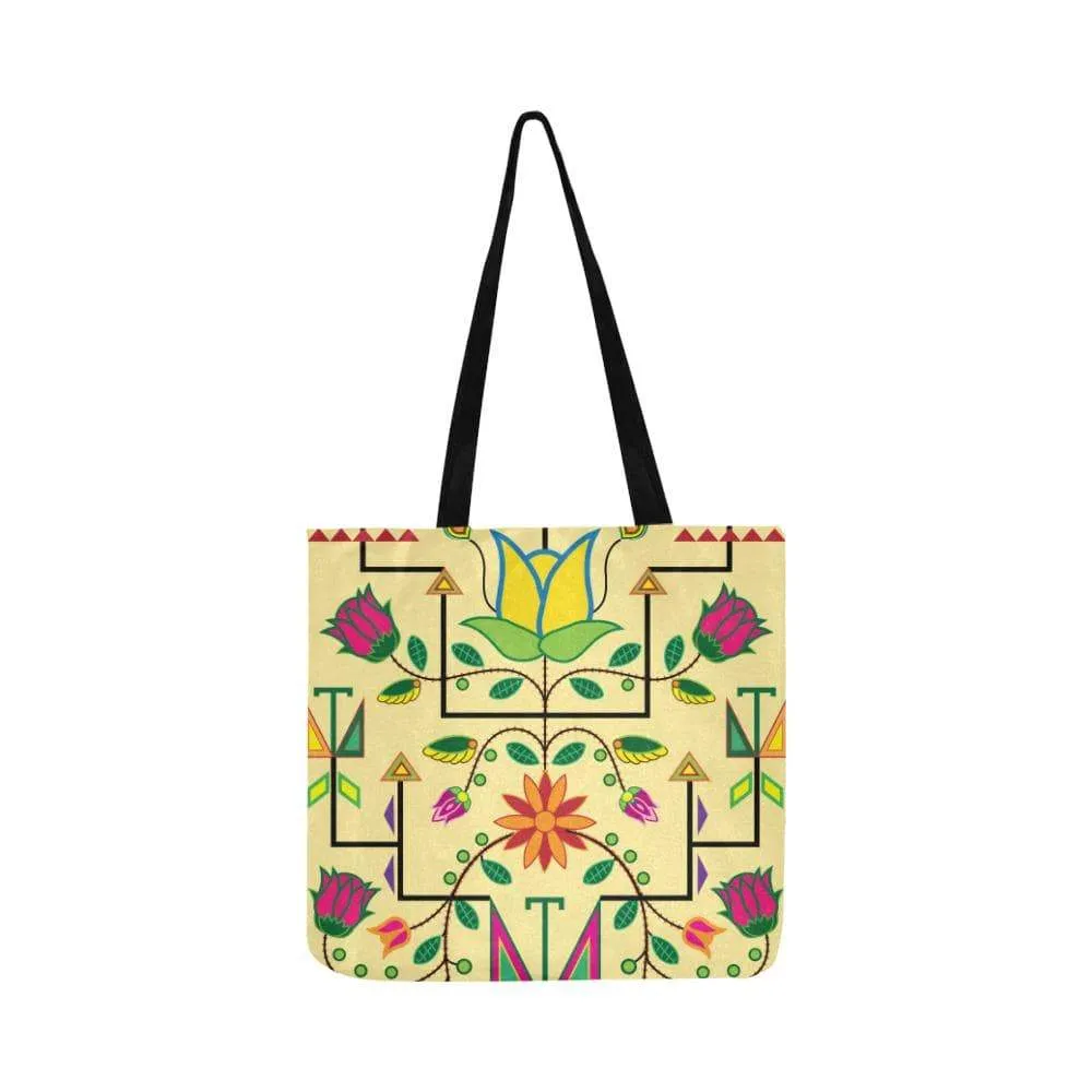 Geometric Floral Summer-Vanilla Reusable Shopping Bag (Two sides)
