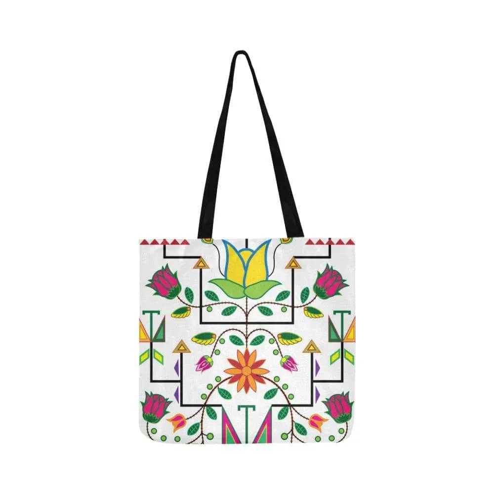 Geometric Floral Summer-White Reusable Shopping Bag (Two sides)
