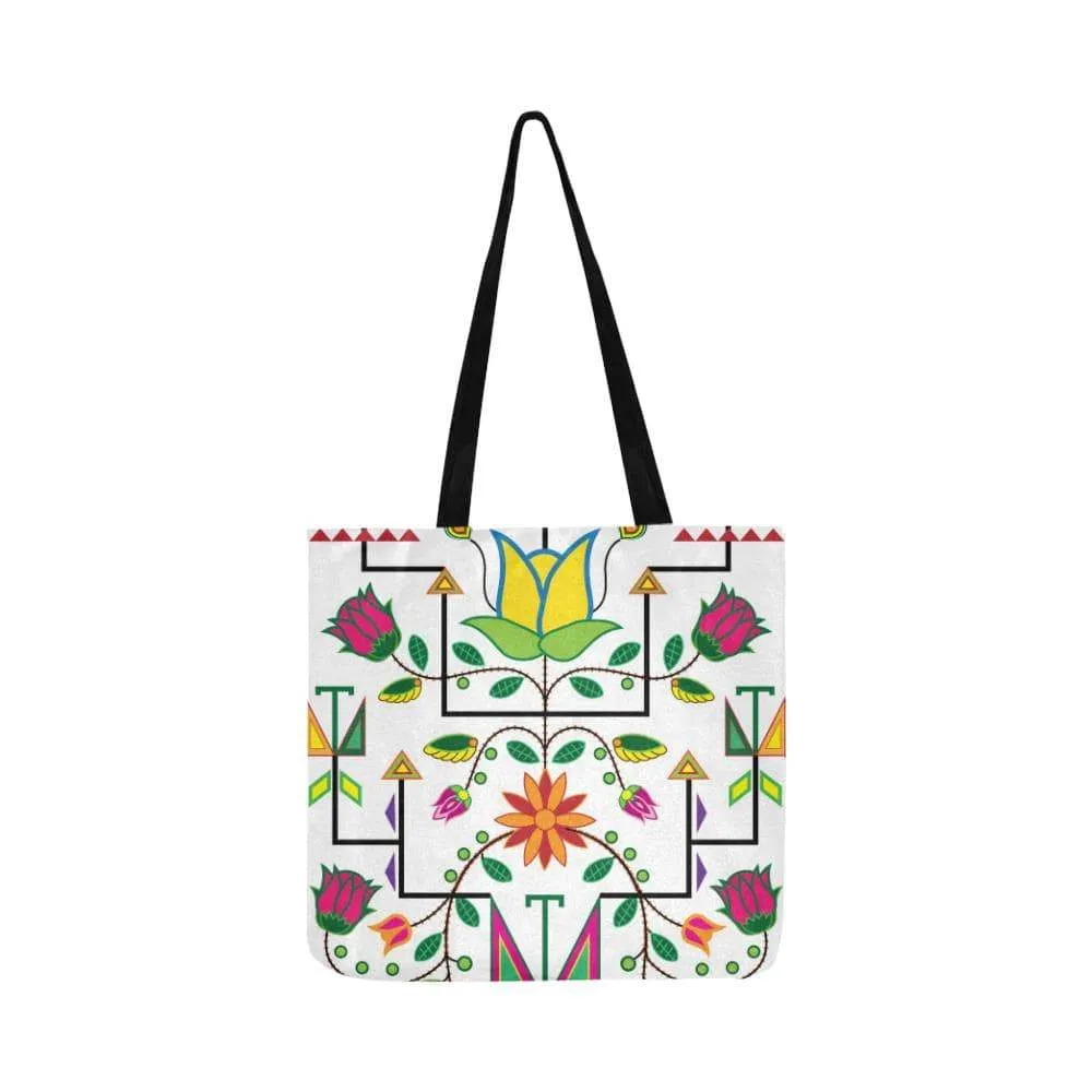 Geometric Floral Summer-White Reusable Shopping Bag (Two sides)