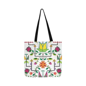 Geometric Floral Summer-White Reusable Shopping Bag (Two sides)