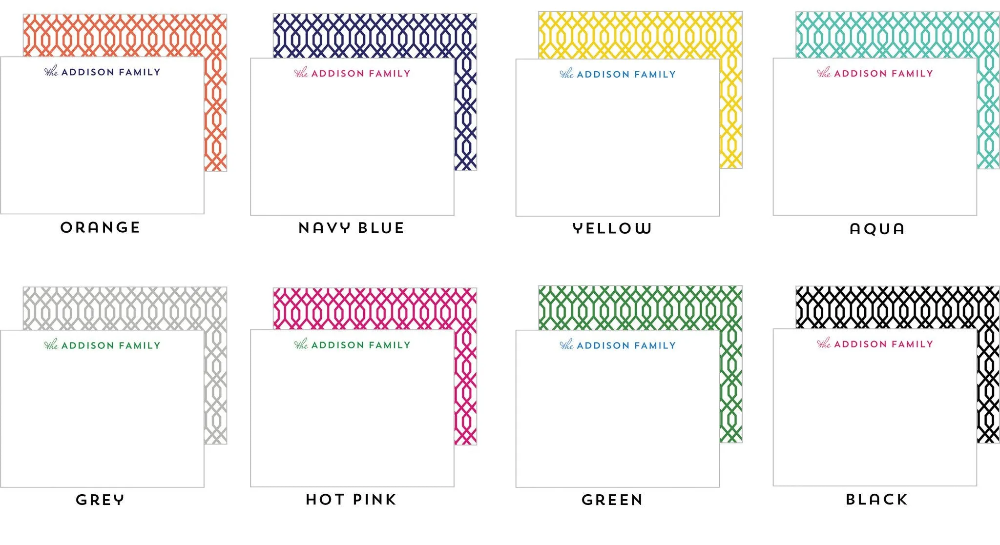 Geometric Trellis Personalized Flat Notecards - More Colors Wholesale