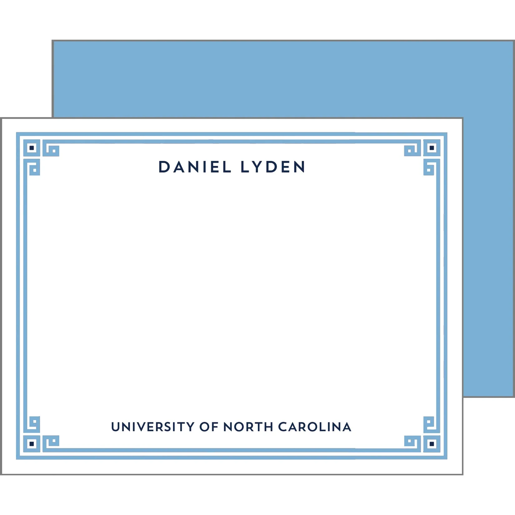 Graduation Greek Key Border Personalized Flat Notecards | Select Colors