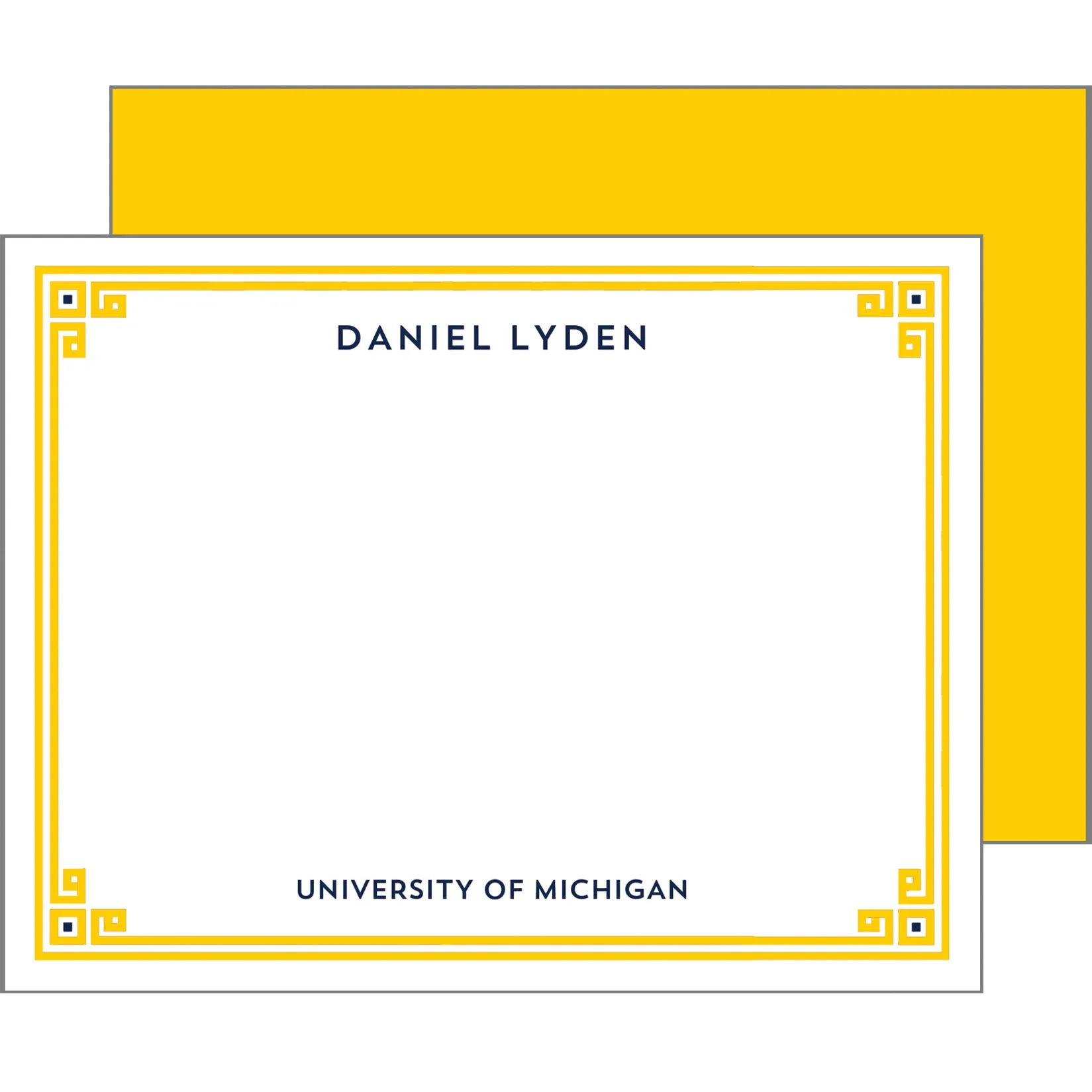 Graduation Greek Key Border Personalized Flat Notecards | Select Colors