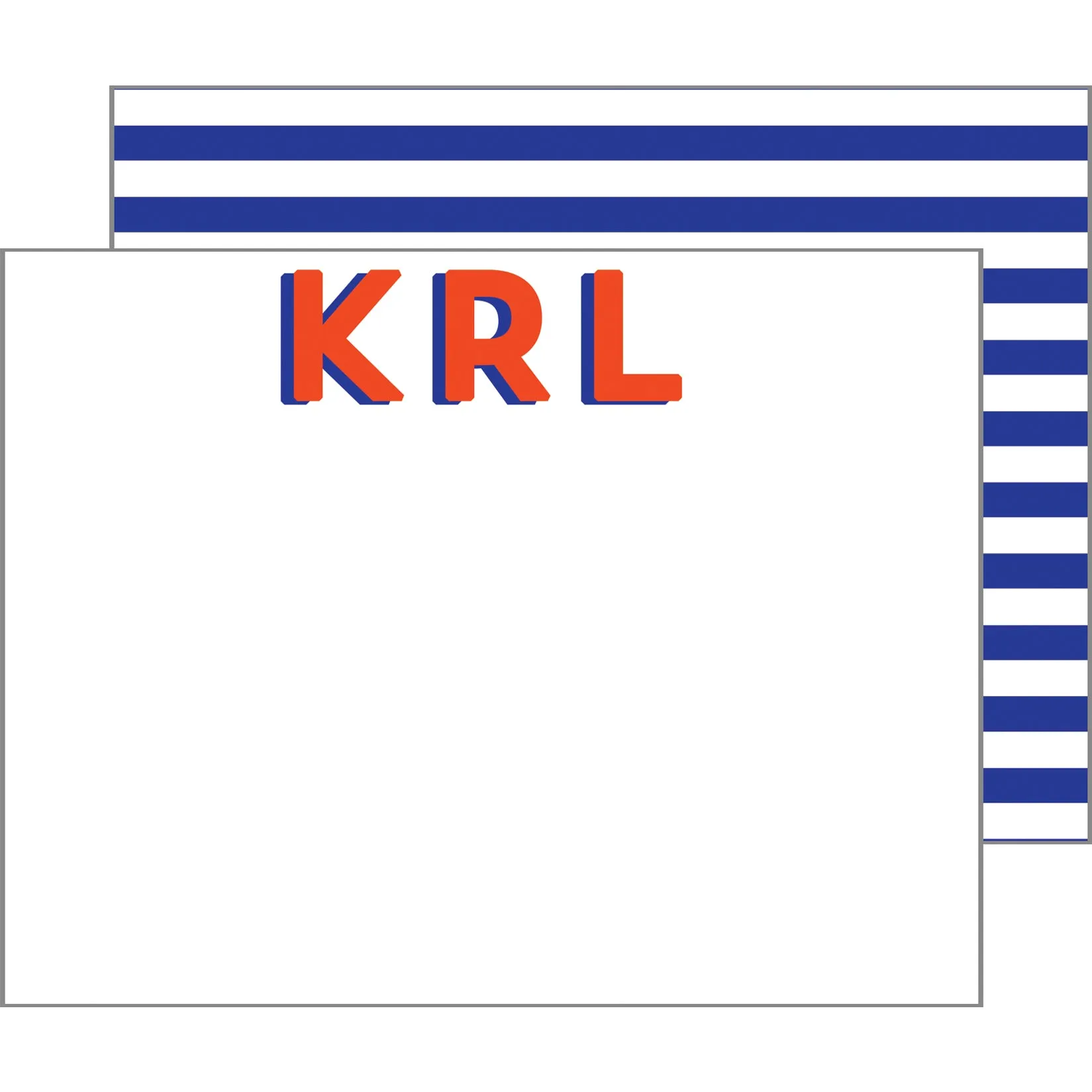 Graduation Shadow Initials Personalized Flat Notecards | Select Colors