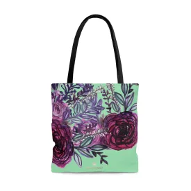 Green Red Rose Tote, Flower Floral Designer S, M, L Size Premium Tote Bag - Made in USA