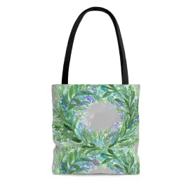 Grey Lavender Floral Tote Bag, Flower Print Colorful Square 13"x13", 16"x16", 18"x18" Premium Quality Market Tote Bag - Made in USA