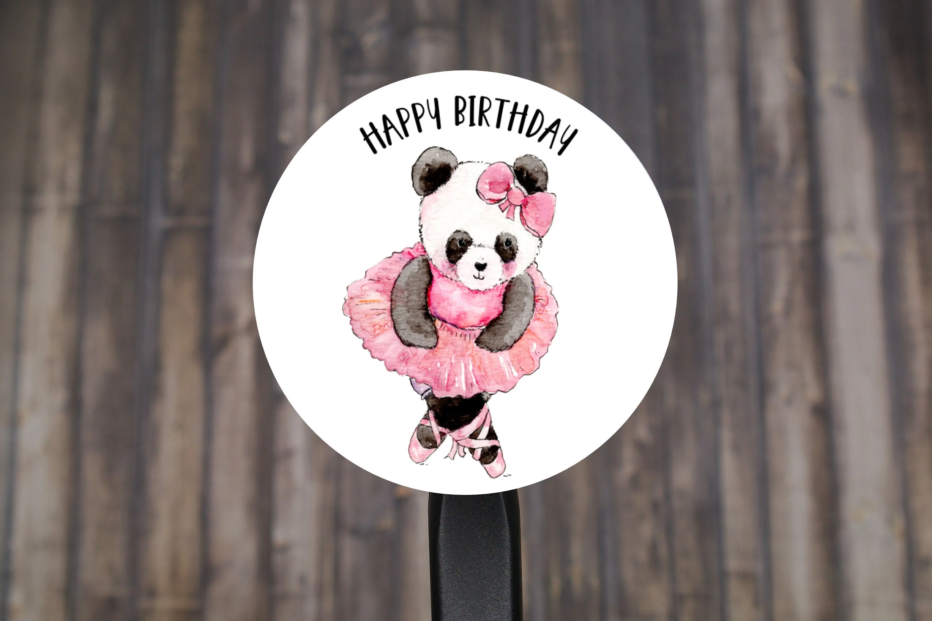 Happy Birthday Animal Ballerina Round Stickers, Gift Card Envelope Seals, Gift Wrap Stickers,  2" Circle Stickers | Set of 12
