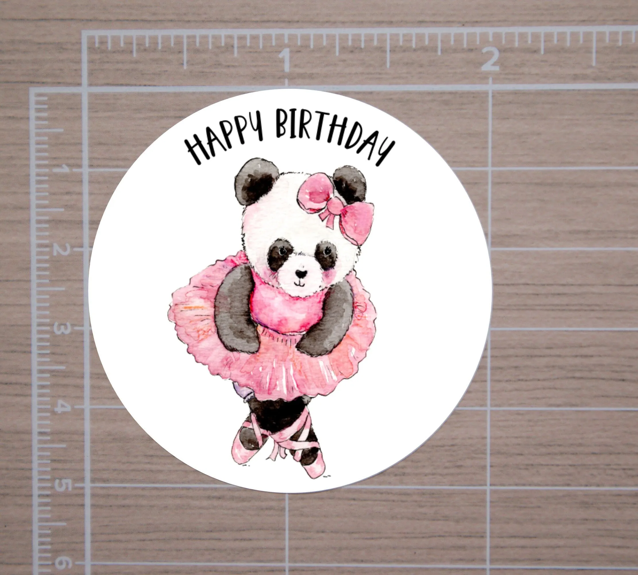Happy Birthday Animal Ballerina Round Stickers, Gift Card Envelope Seals, Gift Wrap Stickers,  2" Circle Stickers | Set of 12