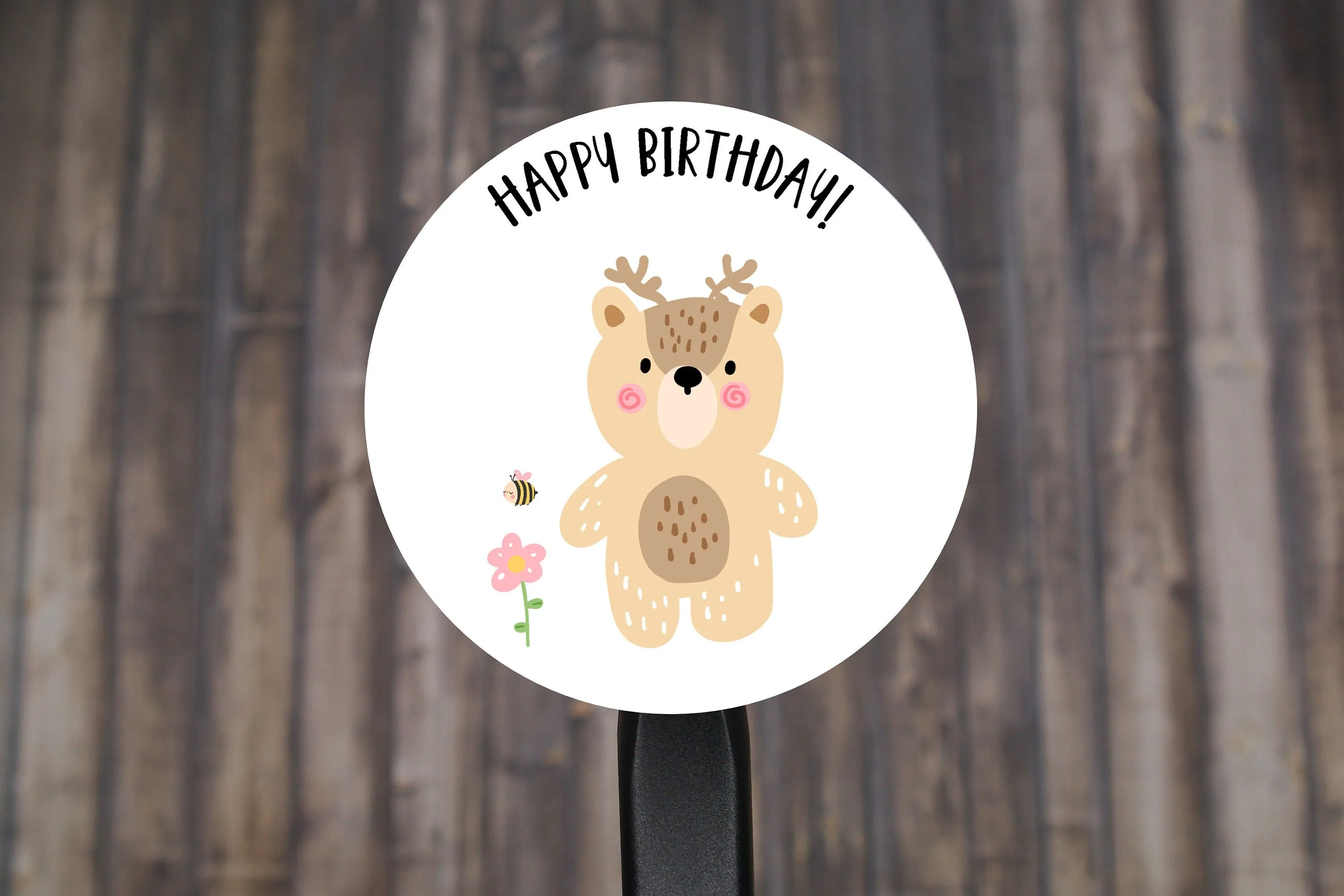 Happy Birthday Animal Round Stickers, Gift Card Envelope Seals, Gift Wrap Stickers,  2" Circle Stickers | Set of 12