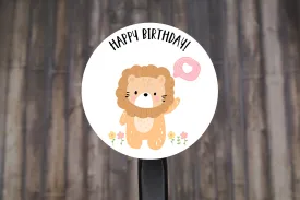 Happy Birthday Animal Round Stickers, Gift Card Envelope Seals, Gift Wrap Stickers,  2" Circle Stickers | Set of 12