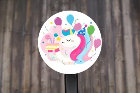 Happy Birthday Unicorn Round Stickers, Gift Card Envelope Seals, Gift Wrap Stickers,  2" Circle Stickers | Set of 12