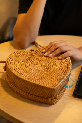 Heart Shape Brown Sling Bag