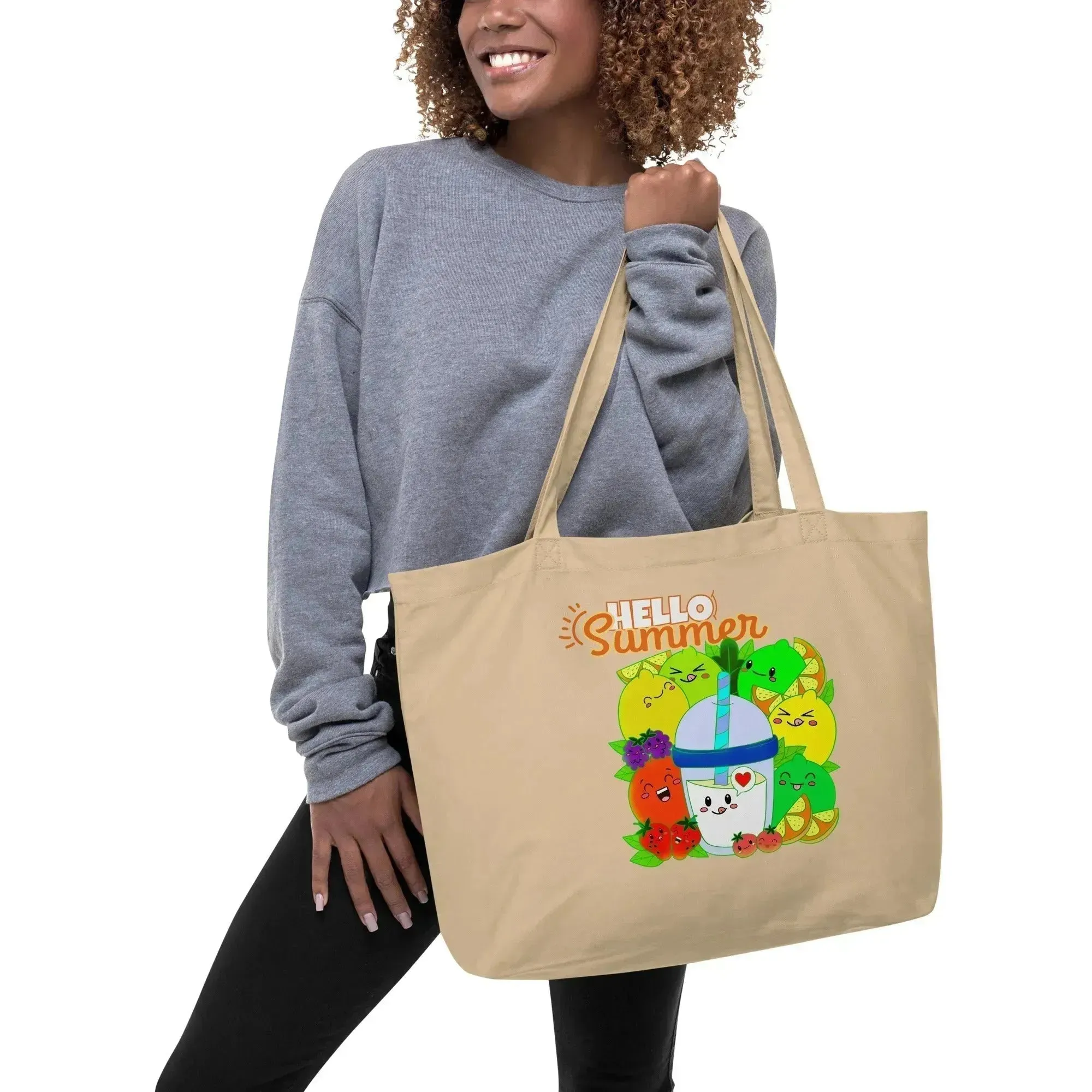Hello Fruit Summer Large organic tote bag