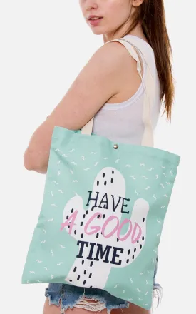 JBG034 Cactus Theme Print Tote Canvas Bag