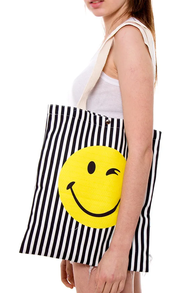 JBG037 Smile Emoji Print Tote Canvas Bag