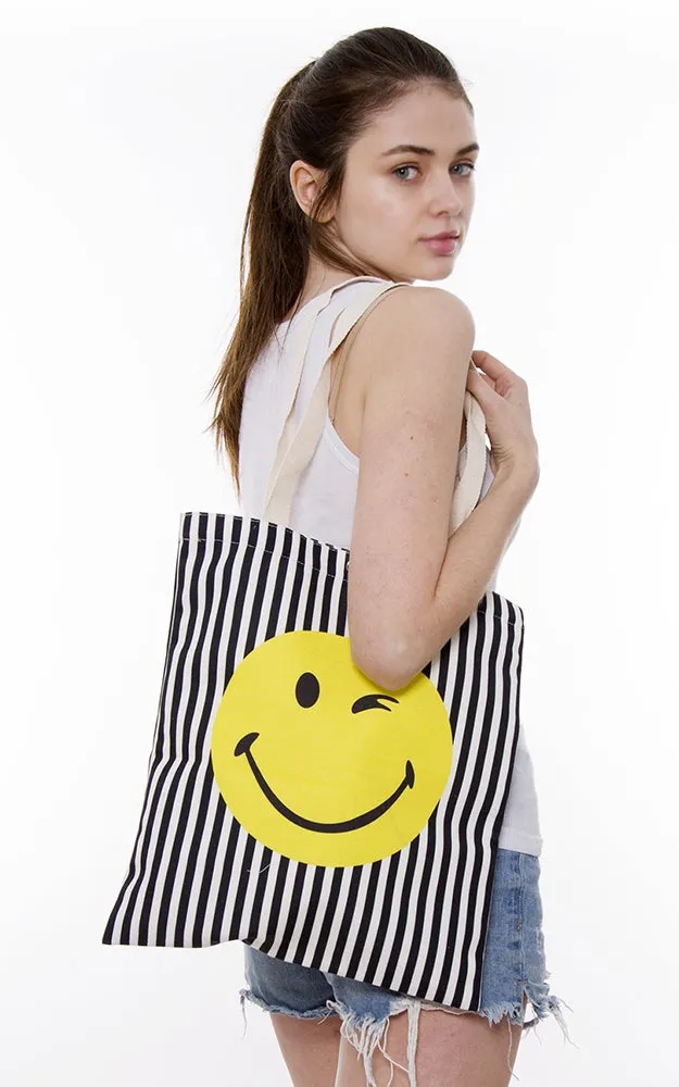 JBG037 Smile Emoji Print Tote Canvas Bag
