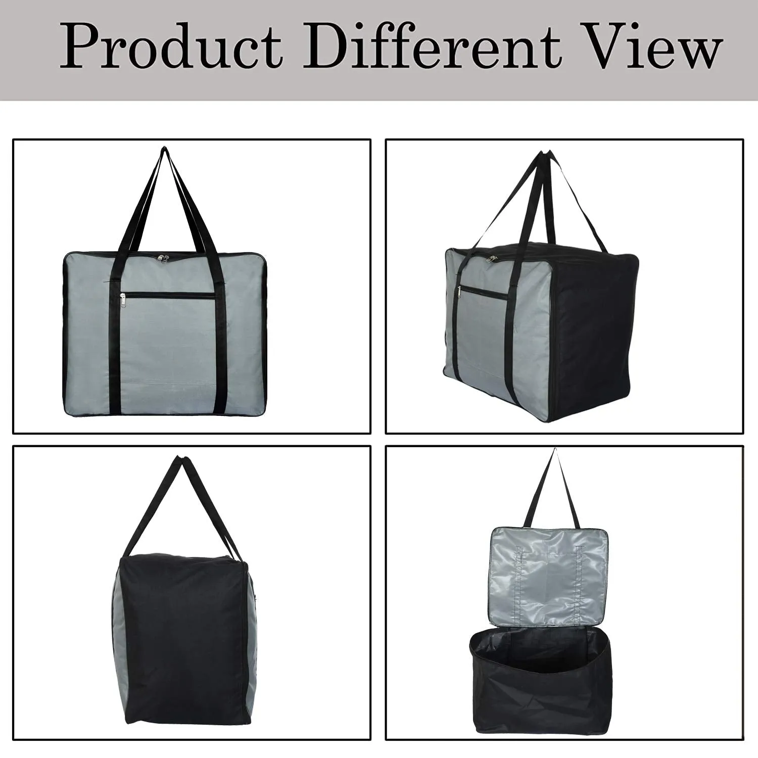 Kuber Industries Small Size Foldable Travel Duffle Bag, Underbed Storage Bag(Grey & Black) (F_26_KUBMART016761)