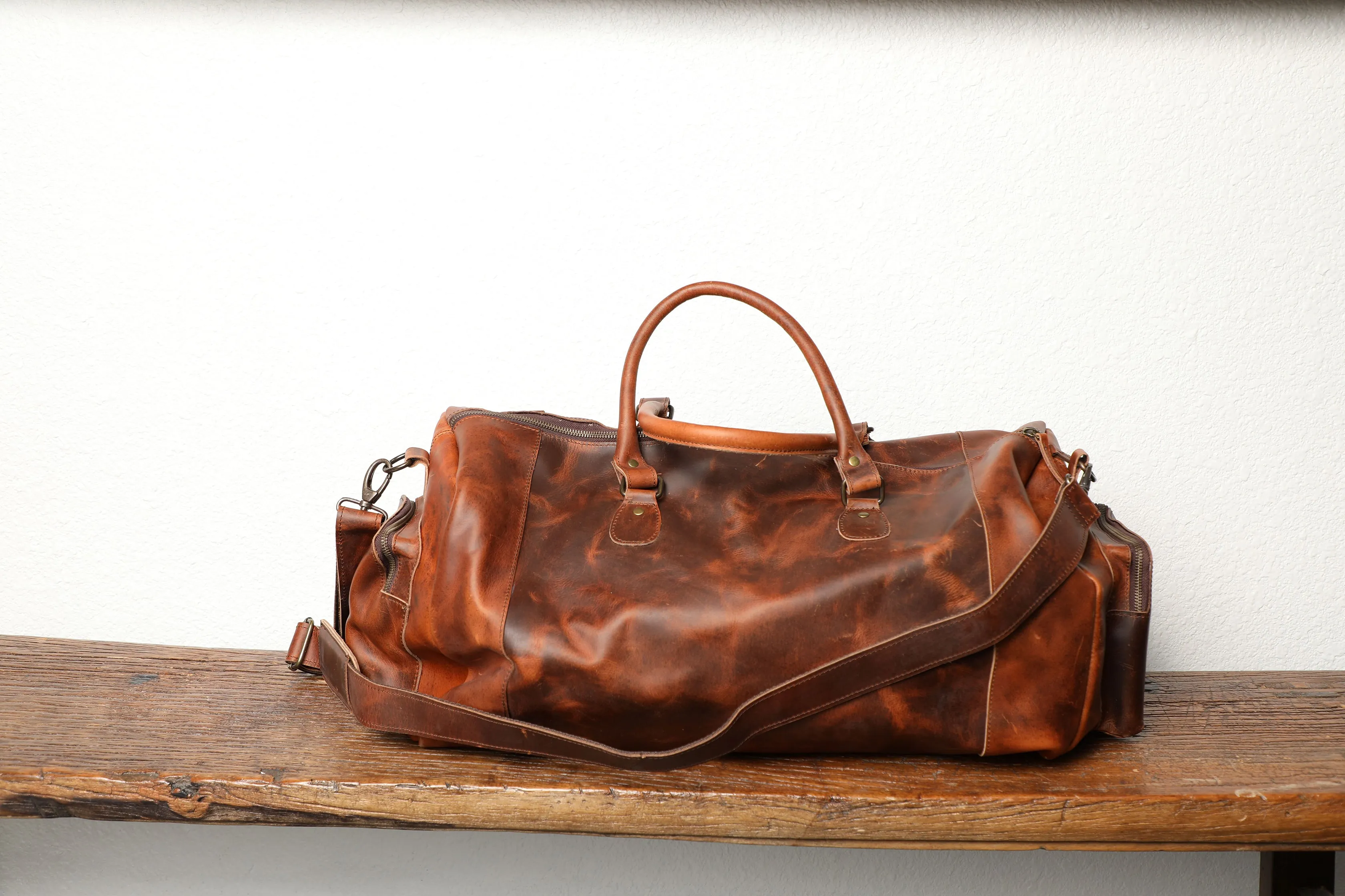Leather Weekender Large Duffel Bag