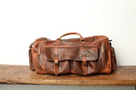 Leather Weekender Large Duffel Bag