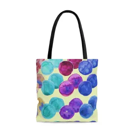 Light Yellow Dots Tote, Colorful Polka Dots Designer Every Day Tote Bag - Made in USA