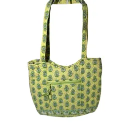Lime Green Pineapple Patterned Tote Bag with Shoulder Straps